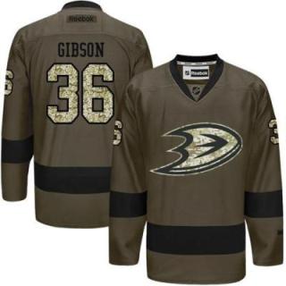 Anaheim Ducks #36 John Gibson Green Salute To Service Men's Stitched Reebok NHL Jerseys