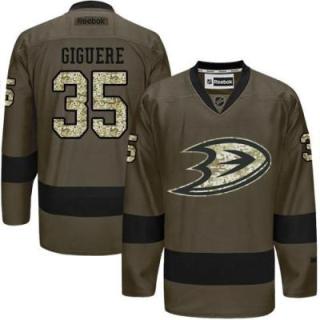Anaheim Ducks #35 Jean-Sebastien Giguere Green Salute To Service Men's Stitched Reebok NHL Jerseys