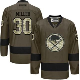 Buffalo Sabres #30 Ryan Miller Green Salute To Service Men's Stitched Reebok NHL Jerseys