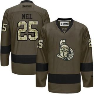 Ottawa Senators #25 Chris Neil Green Salute To Service Men's Stitched Reebok NHL Jerseys