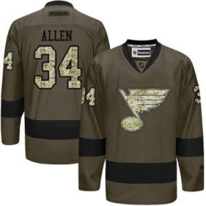St. Louis Blues #34 Jake Allen Green Salute To Service Men's Stitched Reebok NHL Jerseys