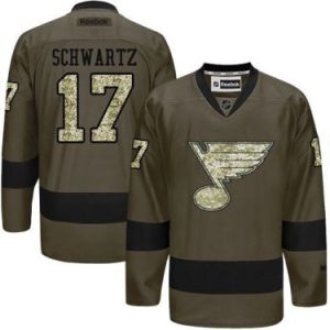 St. Louis Blues #17 Jaden Schwartz Green Salute To Service Men's Stitched Reebok NHL Jerseys