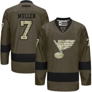 St. Louis Blues #7 Joe Mullen Green Salute To Service Men's Stitched Reebok NHL Jerseys