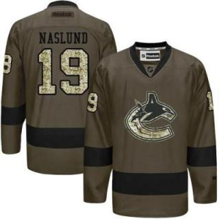 Vancouver Canucks #19 Markus Naslund Green Salute To Service Men's Stitched Reebok NHL Jerseys