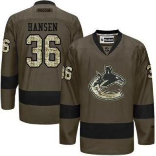 Vancouver Canucks #36 Jannik Hansen Green Salute To Service Men's Stitched Reebok NHL Jerseys