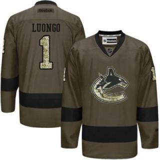 Vancouver Canucks #1 Roberto Luongo Green Salute To Service Men's Stitched Reebok NHL Jerseys