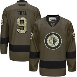 Winnipeg Jets #9 Bobby Hull Green Salute To Service Men's Stitched Reebok NHL Jerseys