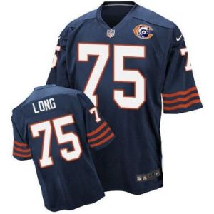 Nike Chicago Bears #75 Kyle Long Navy Blue Throwback Mens Stitched NFL Elite Jersey