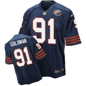 Nike Chicago Bears #91 Eddie Goldman Navy Blue Throwback Mens Stitched NFL Elite Jersey