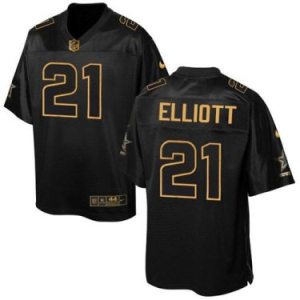 Nike Dallas Cowboys #21 Ezekiel Elliott Black Men's Stitched NFL Elite Pro Line Gold Collection Jersey