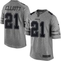 Nike Dallas Cowboys #21 Ezekiel Elliott Gray Men's Stitched NFL Limited Gridiron Gray Jersey