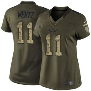 Women's Philadelphia Eagles #11 Carson Wentz Green NFL Limited Salute To Service Stitched Nike Jersey