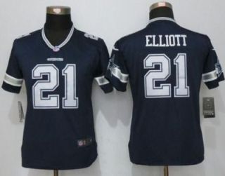 Women's Nike Dallas Cowboys #21 Ezekiel Elliott Navy Blue Color Stitched NFL Limited Jersey