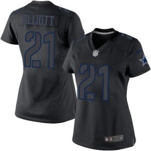 Women's Nike Dallas Cowboys #21 Ezekiel Elliott Black Impact Stitched NFL Limited Jersey