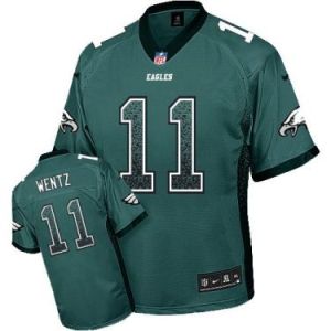 Nike Philadelphia Eagles #11 Carson Wentz Midnight Green Color Men's Stitched NFL Elite Drift Fashion Jersey