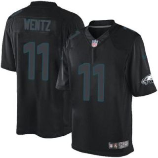 Nike Philadelphia Eagles #11 Carson Wentz Black Men's Stitched NFL Impact Limited Jersey