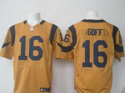 Nike Rams #16 Jared Goff Mne's Gold Throwback Stitched NFL Elite Jersey