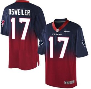 Nike Houston Texans #17 Brock Osweiler Navy Blue Red Men's Stitched NFL Elite Fadeaway Fashion Jersey