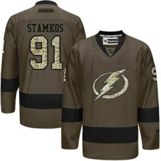 Tampa Bay Lightning #91 Steven Stamkos Green Salute To Service Men's Stitched Reebok NHL Jerseys