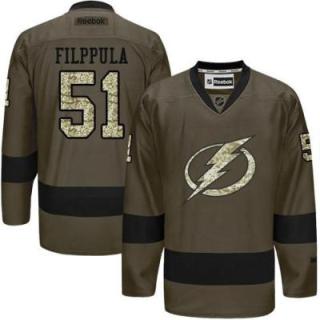 Tampa Bay Lightning #51 Valtteri Filppula Green Salute To Service Men's Stitched Reebok NHL Jerseys