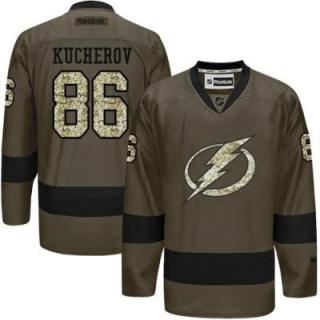 Tampa Bay Lightning #86 Nikita Kucherov Green Salute To Service Men's Stitched Reebok NHL Jerseys
