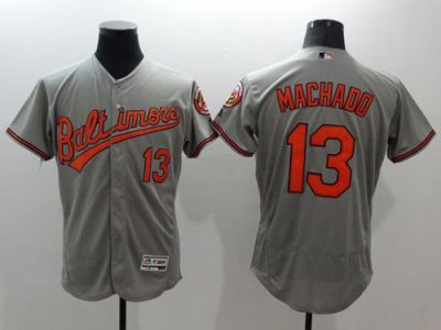 Baltimore Orioles #13 Manny Machado Grey Flex Base Authentic Collection Stitched Baseball Jersey