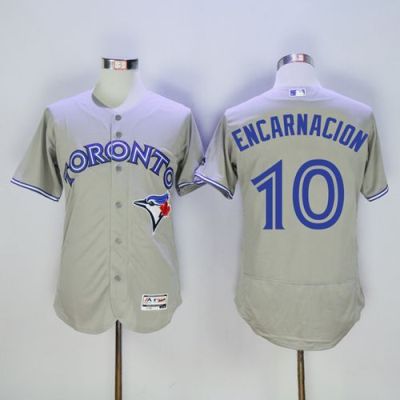 Blue Jays #10 Edwin Encarnacion Grey Flexbase Authentic Collection Stitched Baseball Jersey