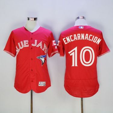 Blue Jays #10 Edwin Encarnacion Red Flexbase Authentic Collection Canada Day Stitched Baseball Jersey