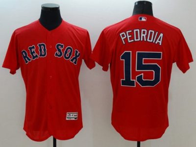Boston Red Sox #15 Dustin Pedroia Red Flex Base Authentic Collection Stitched Baseball Jersey