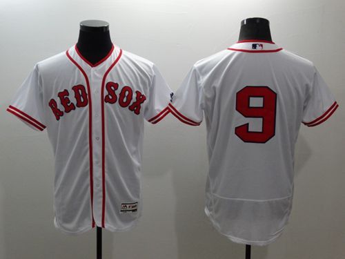 Boston Red Sox #9 Ted Williams Flexbase Authentic Collection Cooperstown Majestic Mens Stitched Baseball Jersey-White