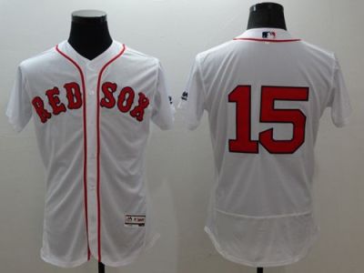 Boston Red Sox #15 Dustin Pedroia White Flex Base Authentic Collection Stitched Baseball Jersey