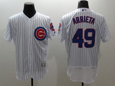 Chicago Cubs #49 Jake Arrieta Flexbase Authentic Collection Majestic Mens Stitched Baseball Jersey-White