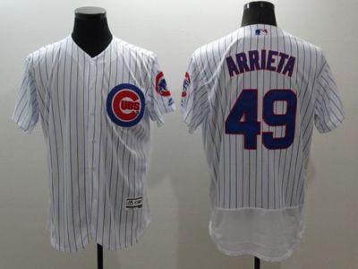 Chicago Cubs #49 Jake Arrieta Flexbase Authentic Collection Majestic Mens Stitched Baseball Jersey-White Chicago Cubs #49 Jake Arrieta Flexbase Authentic Collection Majestic Mens Stitched Baseball Jersey-White