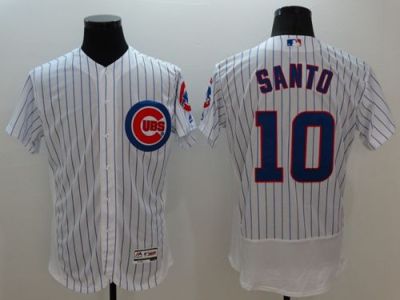 Chicago Cubs #10 Ron Santo White Flex Base Authentic Collection Stitched Baseball Jersey