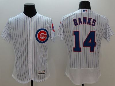 Chicago Cubs #14 Ernie Banks White Flex Base Authentic Collection Stitched Baseball Jersey