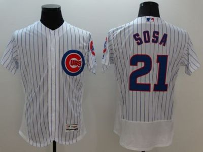 Chicago Cubs #21 Sammy Sosa White Flex Base Authentic Collection Stitched Baseball Jersey