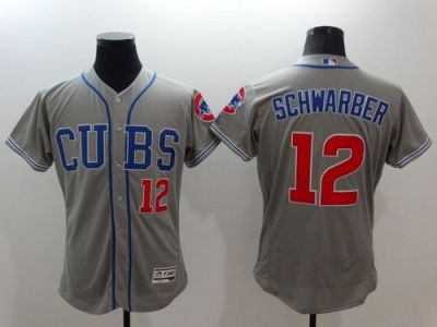 Chicago Cubs #12 Kyle Schwarber Grey Flex Base Authentic Collection Alternate Road Stitched Baseball Jersey