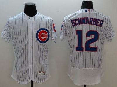 Chicago Cubs #12 Kyle Schwarber White Flex Base Authentic Collection Stitched Baseball Jersey