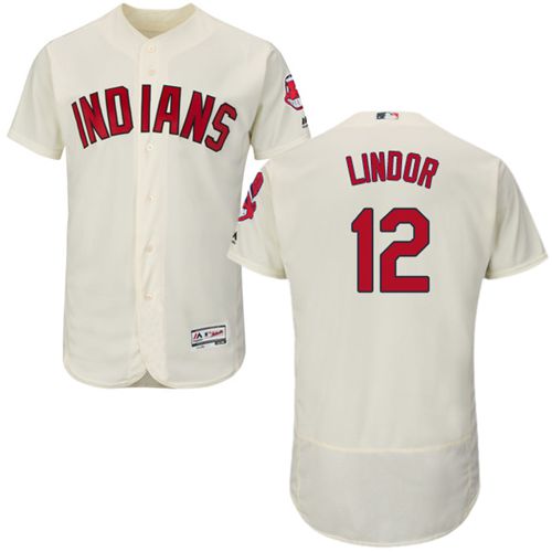 Cleveland Indians #12 Francisco Lindor Cream Flexbase Authentic Collection Stitched Baseball Jersey