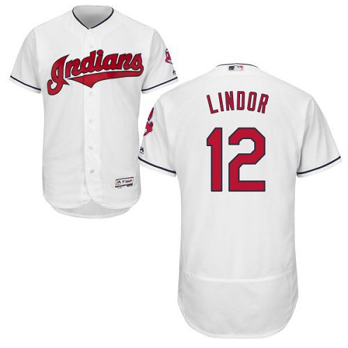 Cleveland Indians #12 Francisco Lindor White Flexbase Authentic Collection Stitched Baseball Jersey