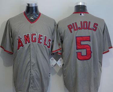 Angels Of Anaheim #5 Albert Pujols Grey New Cool Base Stitched Baseball Jersey