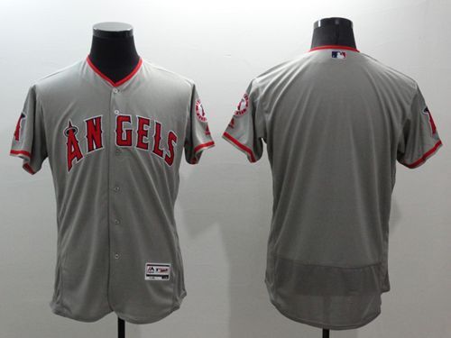 Angels Of Anaheim Blank Grey Flex Base Authentic Collection Majestic Mens Stitched Baseball Jersey