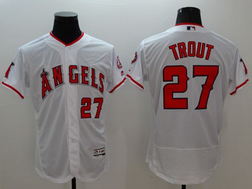 Angels Of Anaheim #27 Mike Trout White Flexbase Authentic Collection Stitched Baseball Jersey