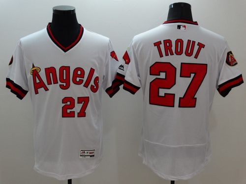 Angels Of Anaheim #27 Mike Trout White Flexbase Authentic Collection Cooperstown Stitched Baseball Jersey