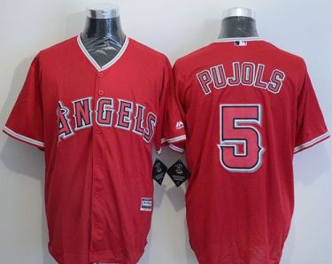Angels Of Anaheim #5 Albert Pujols Red New Cool Base Stitched Baseball Jersey