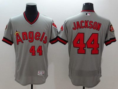 Angels Of Anaheim #44 Reggie Jackson Grey Flexbase Authentic Collection Cooperstown Stitched Baseball Jersey