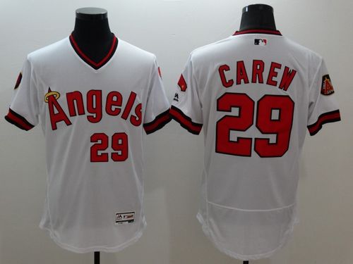 Angels Of Anaheim #29 Rod Carew White Flexbase Authentic Collection Cooperstown Stitched Baseball Jersey