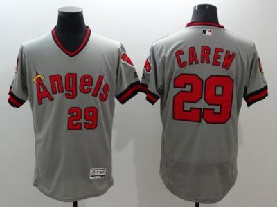 Angels Of Anaheim #29 Rod Carew Grey Flexbase Authentic Collection Cooperstown Stitched Baseball Jersey