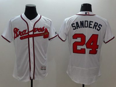 Atlanta Braves #24 Deion Sanders White Flex Base Authentic Collection Stitched Baseball Jersey