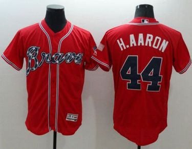 Atlanta Braves #44 Hank Aaron Red Flexbase Authentic Collection Stitched Baseball Jersey